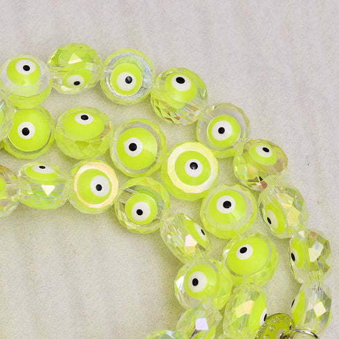 Bracelet mauvais œil en cristal vert | Argent sterling 925